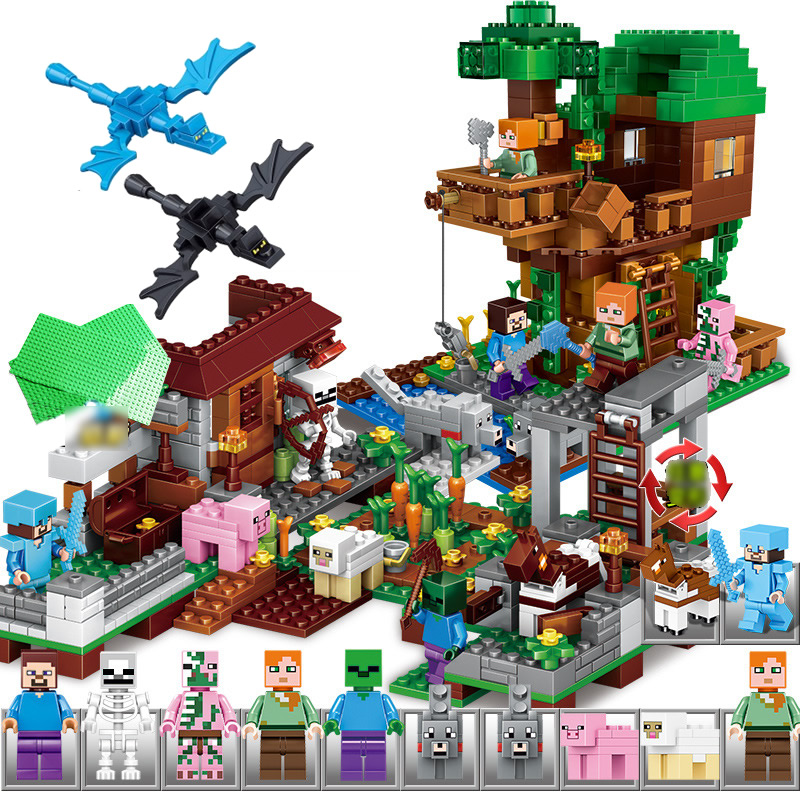 Minecraft Lego Compatible Village Tree House Building Block Toys Mini Figures 9pcs Set A0001 Minecraft