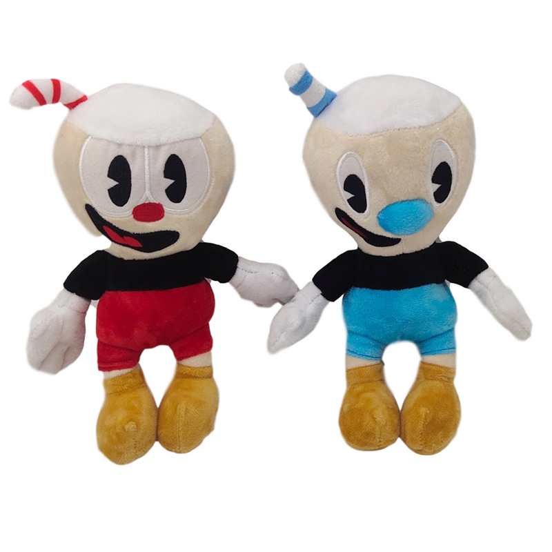 10" Cuphead Game Mugman Mecup And Brocup Toy Figure Soft Stuffed Plush Gift Doll