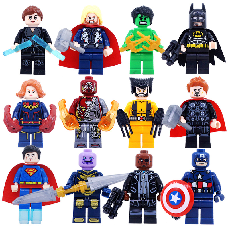 12Pcs/Lot Super Heroes Action Figures Building Blocks Wolverine Thor