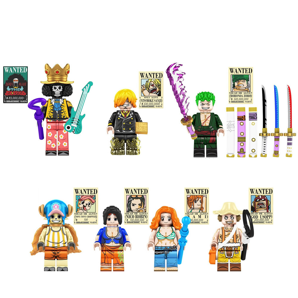 7-Pack One Piece Building Blocks Brook Luffy Zoro Mini Action
