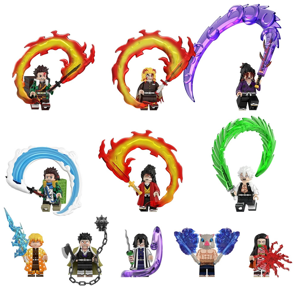 Inosuke Build 11-Pack Demon Slayer Anime Mini Action Figures Sanemi Zenitsu Inosuke ...