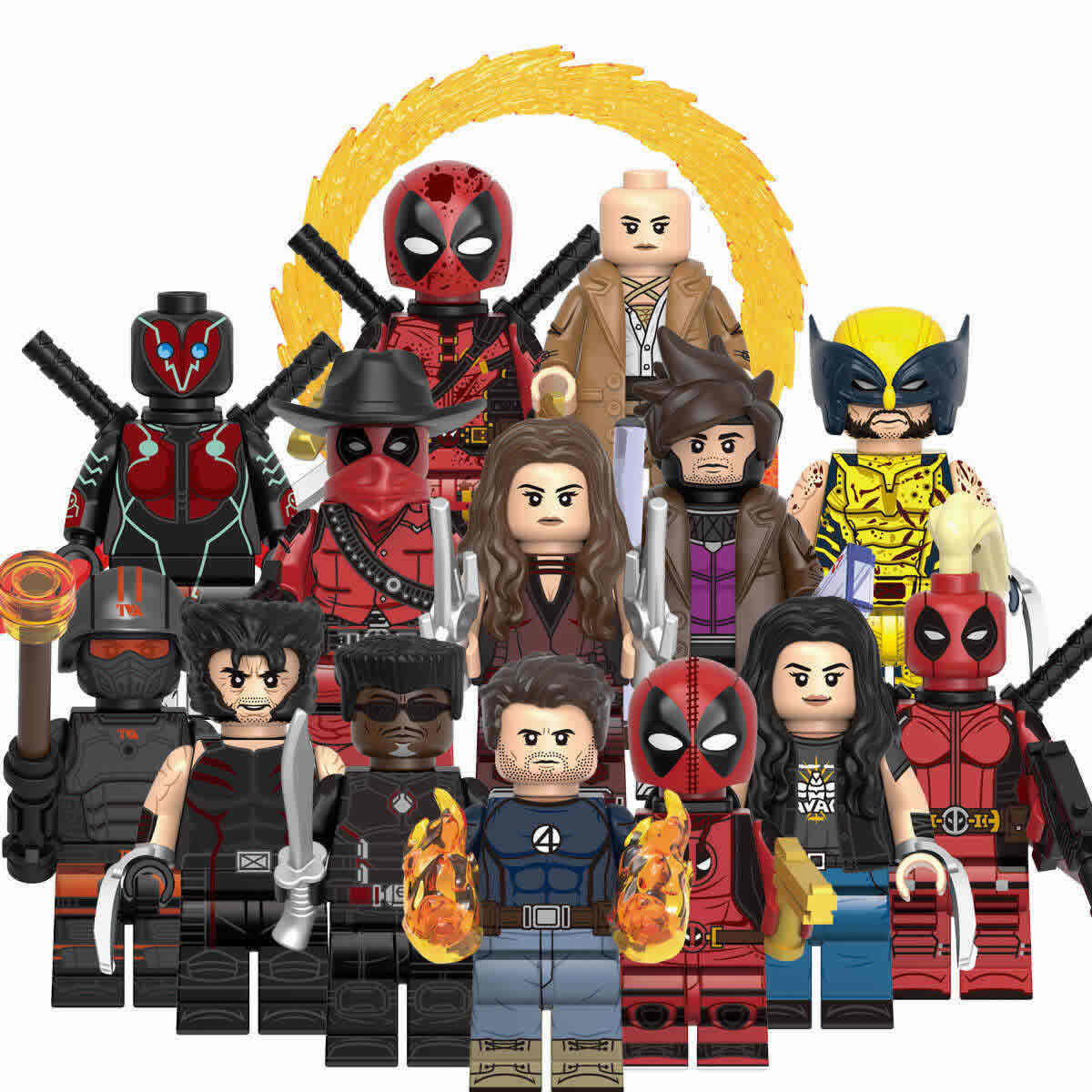 Super Heroes Deadpool Human Torch TVA Agent Blade Building Blocks Mini ...
